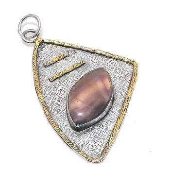 Подвеска из натурального флюорита из стерлингового серебра 925 пробы в двух тонах 2,76 дюйма u5z36