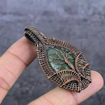 Подвеска из натурального флюорита, медная проволока, ручная работа, 2,48 дюйма, b4h00