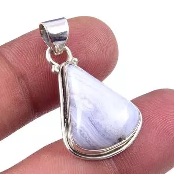 Подвеска из натурального голубого кружевного агата из стерлингового серебра 925 пробы 1,25 n2P67