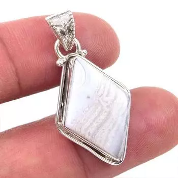 Подвеска из натурального голубого кружевного агата из стерлингового серебра 925 пробы 1,50 F3s89