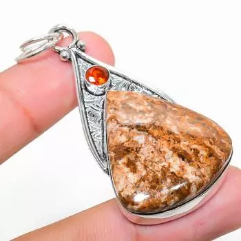 Подвеска из натурального гранатового камня Мариам Джаспер из стерлингового серебра 925 пробы 2,44 дюйма m5b59