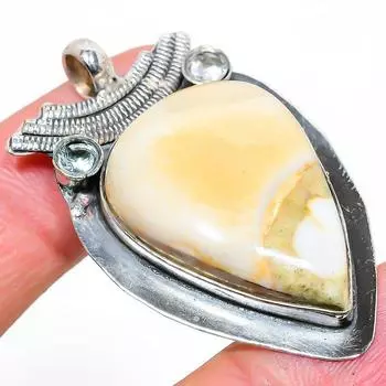 Подвеска из натурального грязевого камня и топаза из стерлингового серебра 925 пробы 2,01 дюйма K3h50