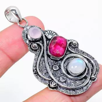 Подвеска из натурального халцедона из кашмирского рубина ручной работы 2,44 дюйма j0e20