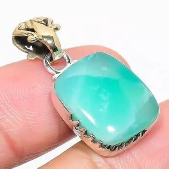 Подвеска из натурального хризопраза из стерлингового серебра 925 пробы 1,50 дюйма m7W30