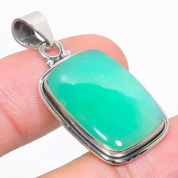Подвеска из натурального хризопраза из стерлингового серебра 925 пробы 1,50 дюйма J8S09