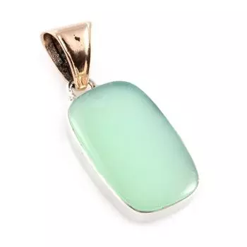 Подвеска из натурального хризопраза из стерлингового серебра 925 пробы в двух тонах 1,5 дюйма N5a28