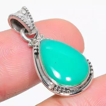 Подвеска из натурального хризопраза из стерлингового серебра 925 пробы 1,25 дюйма z2i19