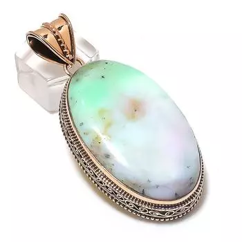 Подвеска из натурального хризопраза ручной работы из меди 2,56 дюйма D2Y76