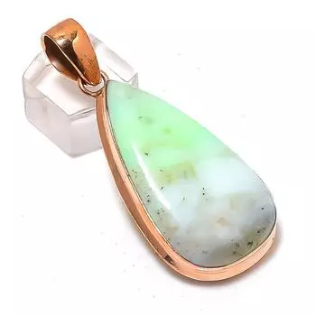 Подвеска из натурального хризопраза ручной работы из меди 2,36 дюйма H2A60