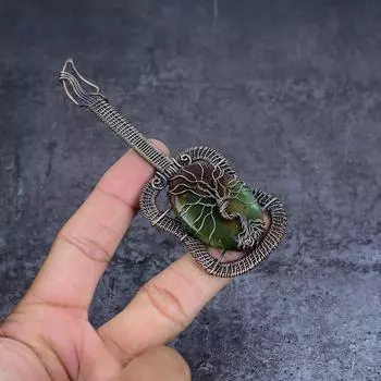 Подвеска из натурального хризопраза с медной проволокой 4,73 дюйма t2i73