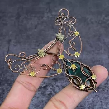 Подвеска из натурального хризопраза с медной проволокой 3,55 дюйма o5K89