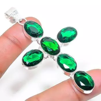 Подвеска из натурального хромдиопсида из стерлингового серебра 925 пробы 2,99 дюйма y0l90