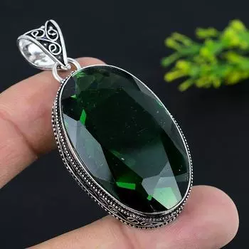 Подвеска из натурального хромдиопсида из стерлингового серебра 925 пробы 2,40 дюйма o8y07