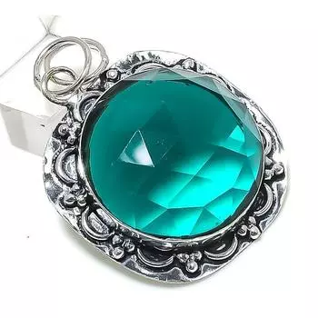 Подвеска из натурального индиголита и турмалина из стерлингового серебра 925 пробы 2,05 дюйма G7n31