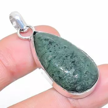 Подвеска из натурального индийского мохового агата из стерлингового серебра 925 пробы 1,77 дюйма z9c58