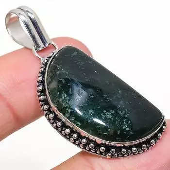 Подвеска из натурального индийского мохового агата из стерлингового серебра 925 пробы 1,97 дюйма o4e22
