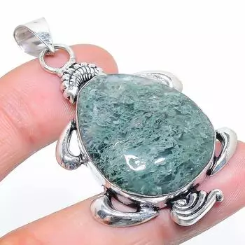 Подвеска из натурального индийского мохового агата из стерлингового серебра 925 пробы 2,17 дюйма c4V30