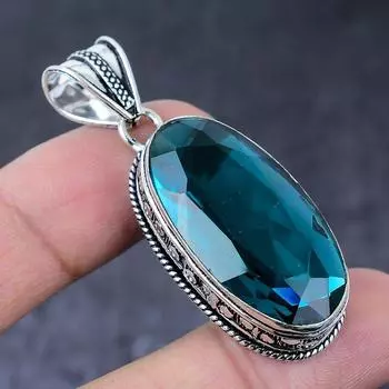 Подвеска из натурального индиколита с турмалином ручной работы из стерлингового серебра 925 пробы 2,09 дюйма O5i74