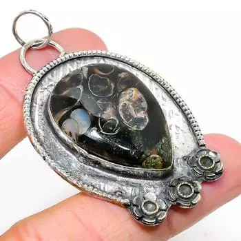Подвеска из натурального ископаемого драгоценного камня туррителла из стерлингового серебра 925 пробы 2,52 дюйма I1n62