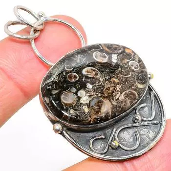 Подвеска из натурального ископаемого драгоценного камня Туррителла из стерлингового серебра 925 пробы 2,25 дюйма L2N73