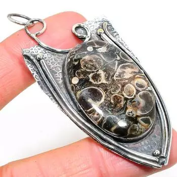 Подвеска из натурального ископаемого драгоценного камня Туррителла из стерлингового серебра 925 пробы 3,11 дюйма Z1C16