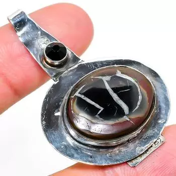 Подвеска из натурального ископаемого грязевого трещины, шпинели, стерлингового серебра 925 пробы, 2,05 дюйма m9u51