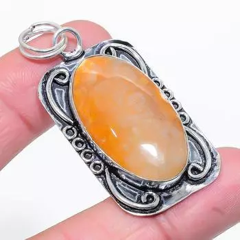 Подвеска из натурального ископаемого коралла ручной работы из стерлингового серебра 925 пробы 2,17 дюйма c1C21