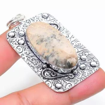 Подвеска из натурального ископаемого коралла ручной работы из стерлингового серебра 925 пробы 2,44 дюйма Y4t56