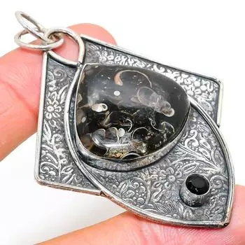 Подвеска из натурального ископаемого туррителлы, шпинели, стерлингового серебра 925 пробы, 2,80 дюйма b0D61