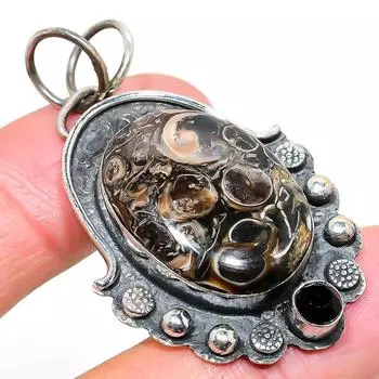 Подвеска из натурального ископаемого туррителлы, шпинели, стерлингового серебра 925 пробы, 2,05 дюйма, H8H04