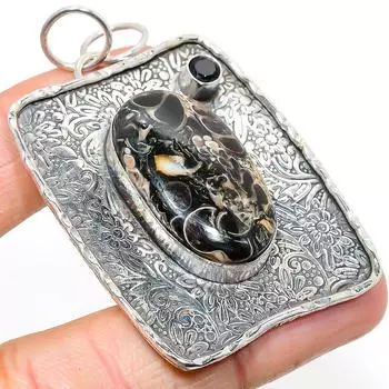 Подвеска из натурального ископаемого туррителлы, шпинели, стерлингового серебра 925 пробы, 2,44 дюйма, N9B39