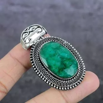 Подвеска из натурального изумруда из стерлингового серебра 925 пробы 2,17 дюйма c8t36