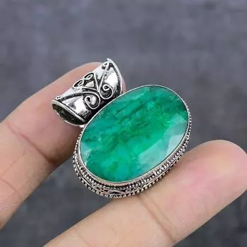 Подвеска из натурального изумруда из стерлингового серебра 925 пробы 1,34 дюйма J9F45