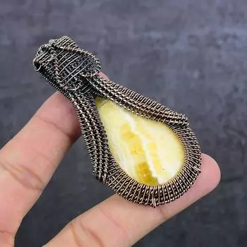 Подвеска из натурального кальцитового агата с медной проволокой 3,15 дюйма c3o38