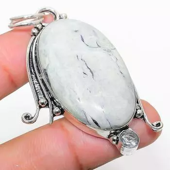 Подвеска из натурального каммерерита, белого топаза, стерлингового серебра 925 пробы, 2,44 дюйма, W0n87