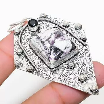 Подвеска из натурального каммерерита и шпинели из стерлингового серебра 925 пробы 2,92 дюйма q9m44