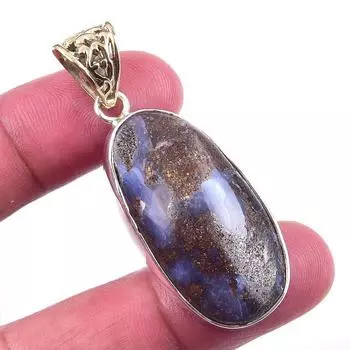 Подвеска из натурального камня Боулдер Опал, ручная работа, из стерлингового серебра 925 пробы, 2 дюйма, q0k64