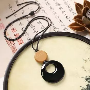 Подвеска из натурального камня черного агата, простая темпераментная женская длинная цепочка, нишевые высококлассные аксессуары для свитера