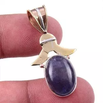 Подвеска из натурального камня иолита из стерлингового серебра 925 пробы в двух тонах 1,50 дюйма d1y55