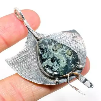 Подвеска из натурального камня камбаба яшма из стерлингового серебра 925 пробы 2,76 дюйма c3M98