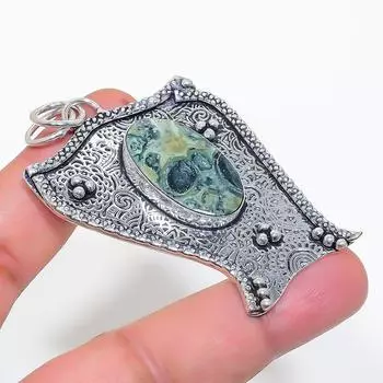 Подвеска из натурального камня камбаба яшма из стерлингового серебра 925 пробы 2,56 дюйма b7U61