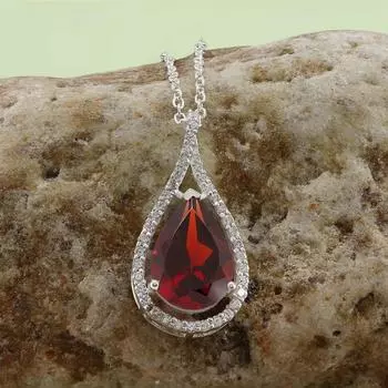 Подвеска из натурального камня-капли с гранатом из стерлингового серебра 925 пробы, подвеска для свадебного подарка
