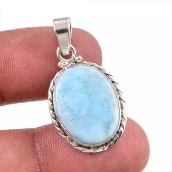 Подвеска из натурального камня Ларимар из серебра 925 пробы, ручная работа, 1,50 дюйма o0V59