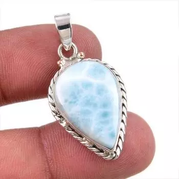 Подвеска из натурального камня Ларимар из серебра 925 пробы, ручная работа, 1,50 дюйма, Z1H31