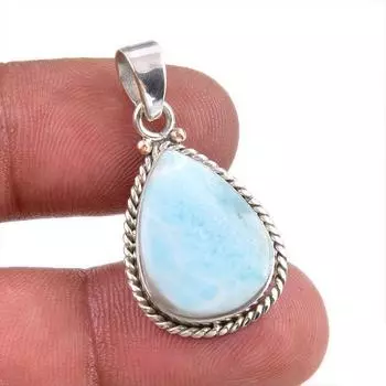 Подвеска из натурального камня Ларимар из серебра 925 пробы, ручная работа, 1,50 дюйма, K9n06