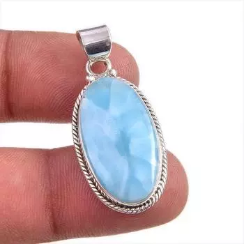 Подвеска из натурального камня Ларимар из серебра 925 пробы, ручная работа, 1,5 дюйма, W9r79