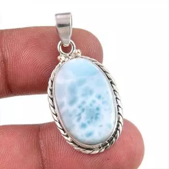 Подвеска из натурального камня Ларимар из серебра 925 пробы, ручная работа, 1,50 дюйма, f7l13