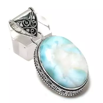 Подвеска из натурального камня Ларимар, ручная работа, серебро 925 пробы, 1,97 дюйма, s7O99
