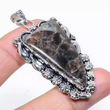 Подвеска из натурального камня Ларвикит из стерлингового серебра 925 пробы 2,40 дюйма G8o97