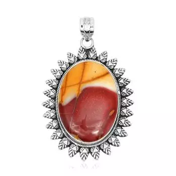 Подвеска из натурального камня яшмы Мукаит, серебро 925 пробы, драгоценный камень овальной формы, ювелирные изделия ручной работы, подарок для женщин, пасхальный подарок